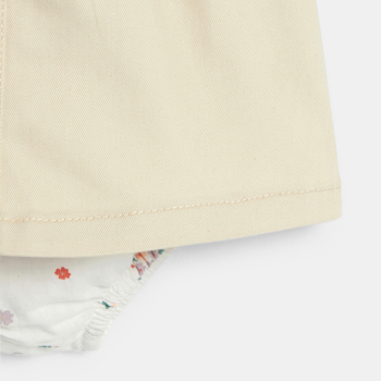 فستان سالوبيت من البوبلين القطني باللون الأبيض للفتيات الصغيرات